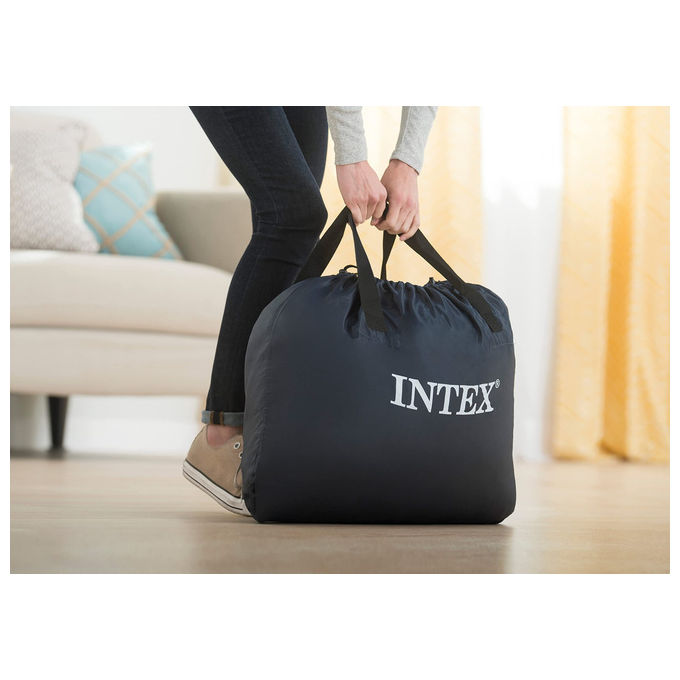 Intex 64490ND Dura-Beam Supreme Air-Flow Materasso Gonfiabile Matrimoniale Fiber-Tech Pompa Elettrica Integrata 152x203x51 cm 272 Kg colore Bianco