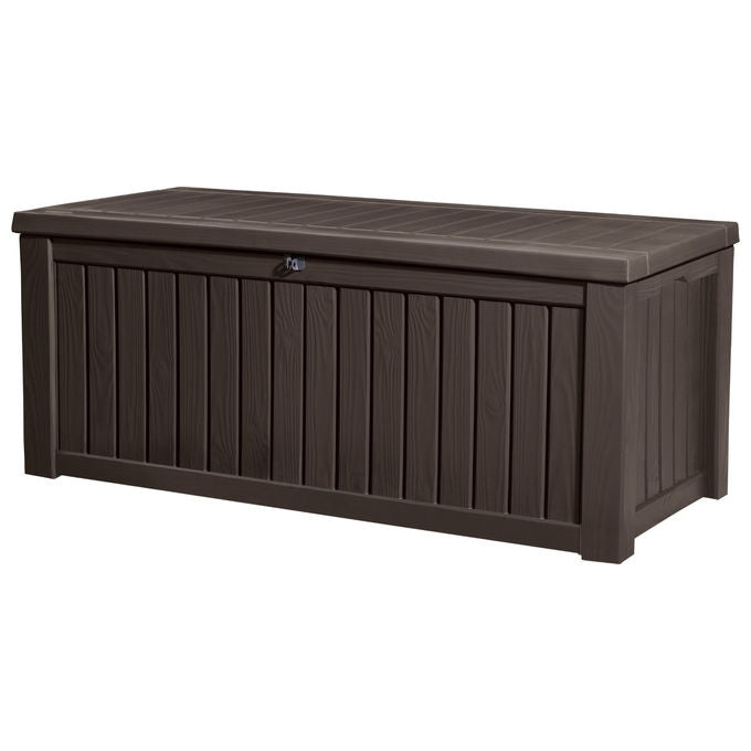 Keter Baule da Giardino Rockwood in Resina Marrone 570 Litri 155x72,4x64,4H Resistente e Pratico per l'Esterno