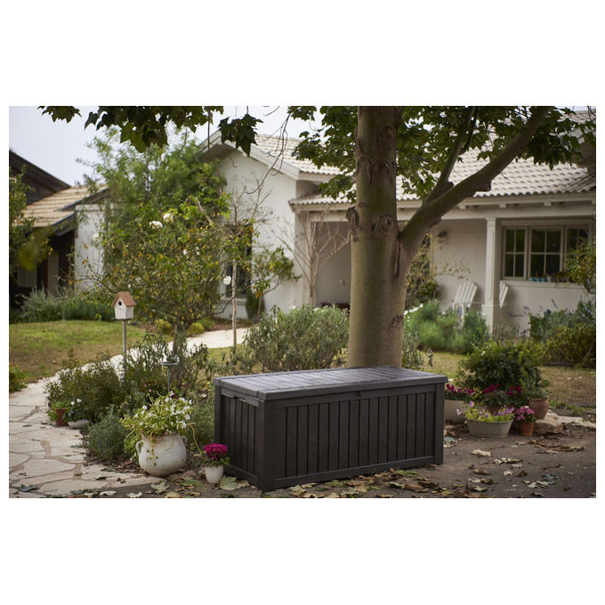 Keter Baule da Giardino Rockwood in Resina Marrone 570 Litri 155x72,4x64,4H Resistente e Pratico per l'Esterno
