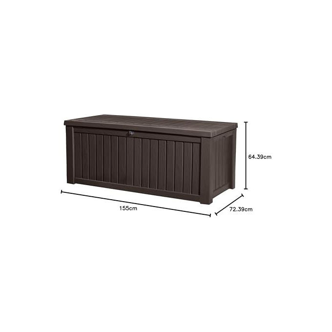 Keter Baule da Giardino Rockwood in Resina Marrone 570 Litri 155x72,4x64,4H Resistente e Pratico per l'Esterno