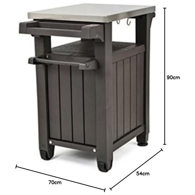 Keter Unity piano di lavoro mobile in acciaio inox per barbecue