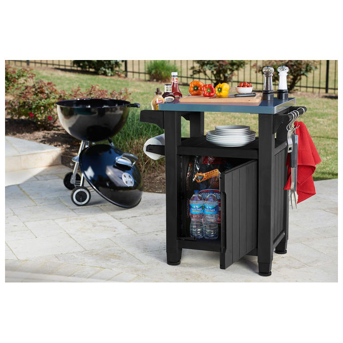 Keter Unity piano di lavoro mobile in acciaio inox per barbecue