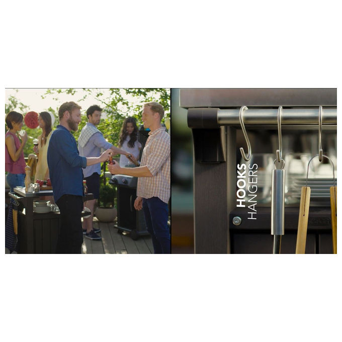 Keter Unity piano di lavoro mobile in acciaio inox per barbecue