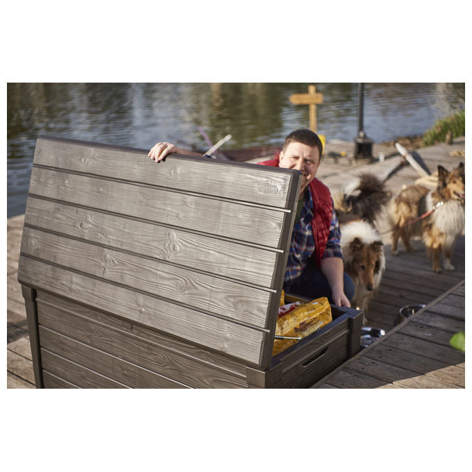 Keter Baule da Giardino Brightwood in Resina 145x69,7x60,3H 454 Lt Color Marrone per Stoccaggio Esterno