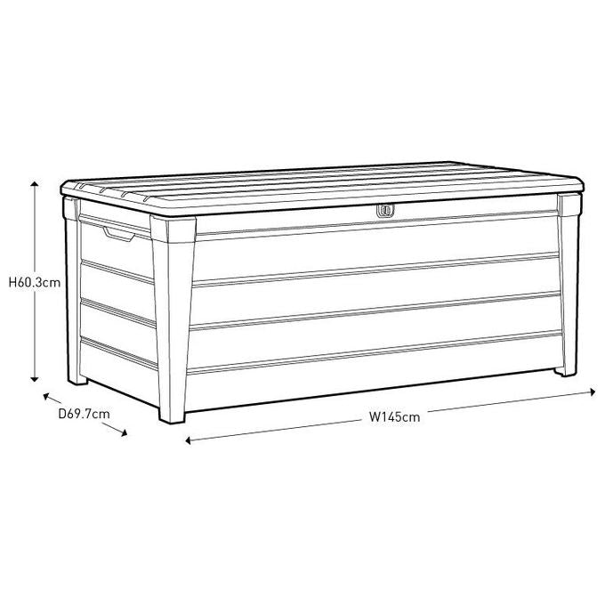 Keter Baule da Giardino Brightwood in Resina 145x69,7x60,3H 454 Lt Color Marrone per Stoccaggio Esterno