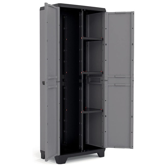 Keter Armadio Alto Titan 80x44x182 cm con Ripiani Regolabili in Metallo e Predisposizione Lucchetto per Esterno