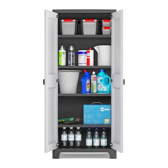 Keter Armadio Alto Titan 80x44x182 cm con Ripiani Regolabili in Metallo e Predisposizione Lucchetto per Esterno