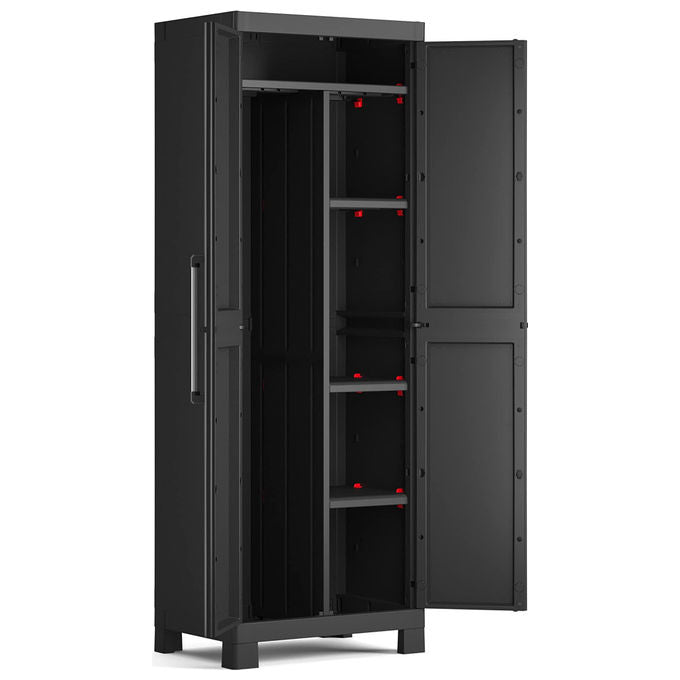 Keter Armadio Portascope Nero in Resina 65x45x182 cm 3 Ripiani Regolabili