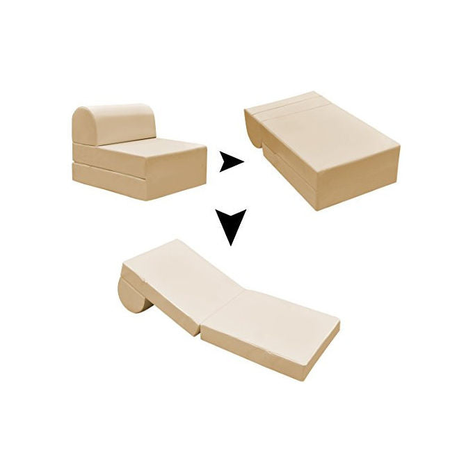 13Casa Petra A5 Pouff chaise longue trasformabile beige in finta pelle 59x72x53cm