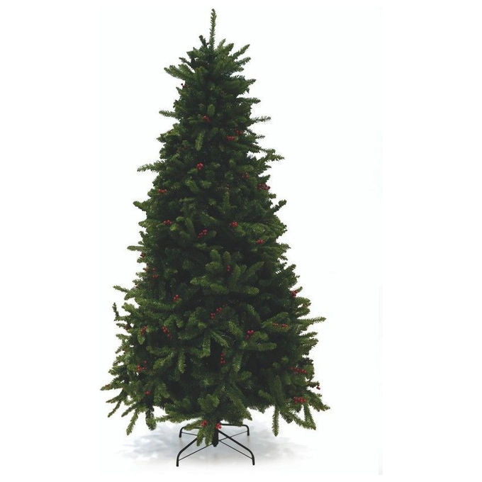 Albero di Natale Nevada 240 cm con 1600 Rami e Bacche Effetto Realistico
