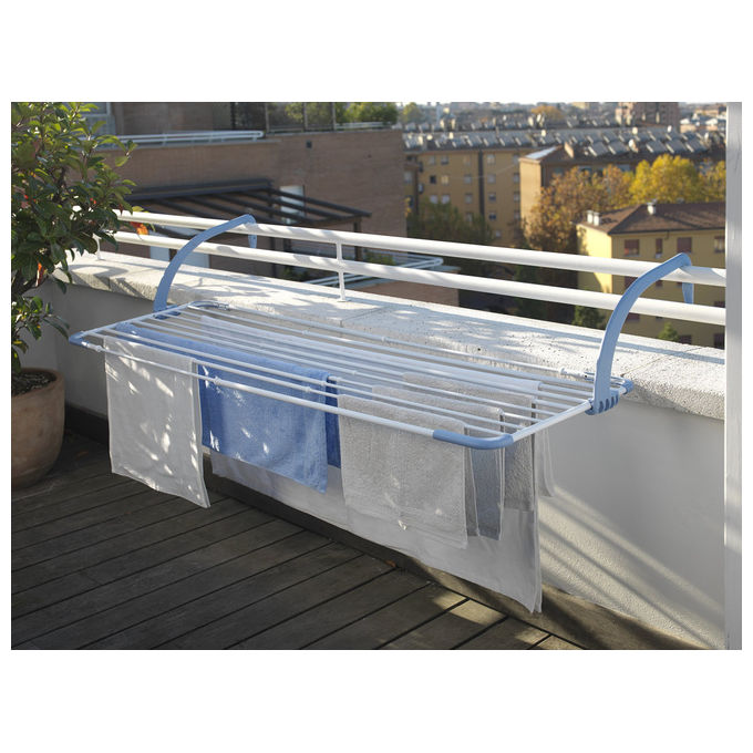 Gimi BREZZA EXTEND Stendibiancheria da Balcone Estensibile 116 188 cm 20 m Griglia a Muro Ripiegabile colore Blu Bianco