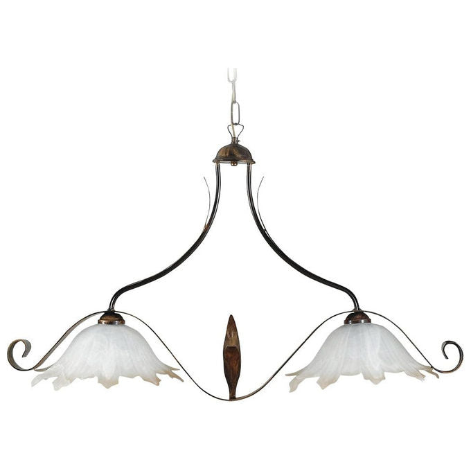 E-energy Sospensione 2xE27 Marrone Alabastro Bianco Sfumato Ambra 194845