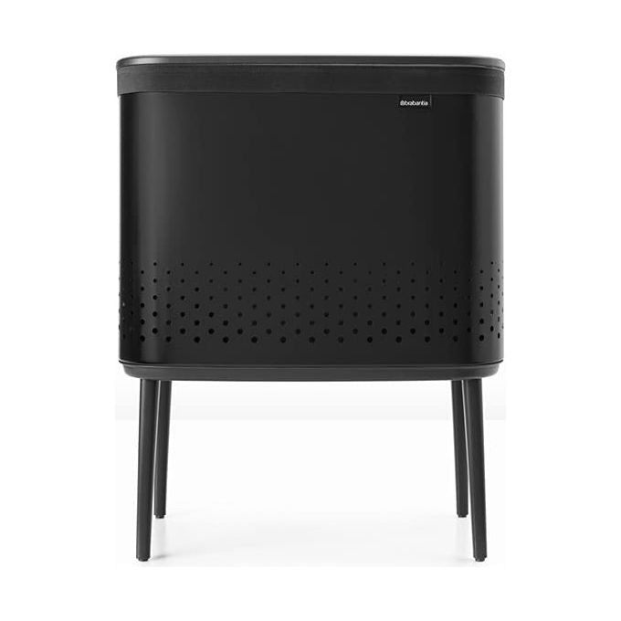 Brabantia Portabiancheria 60L con Sacco in Cotone Rimovibile Matt Black Apertura Rapida