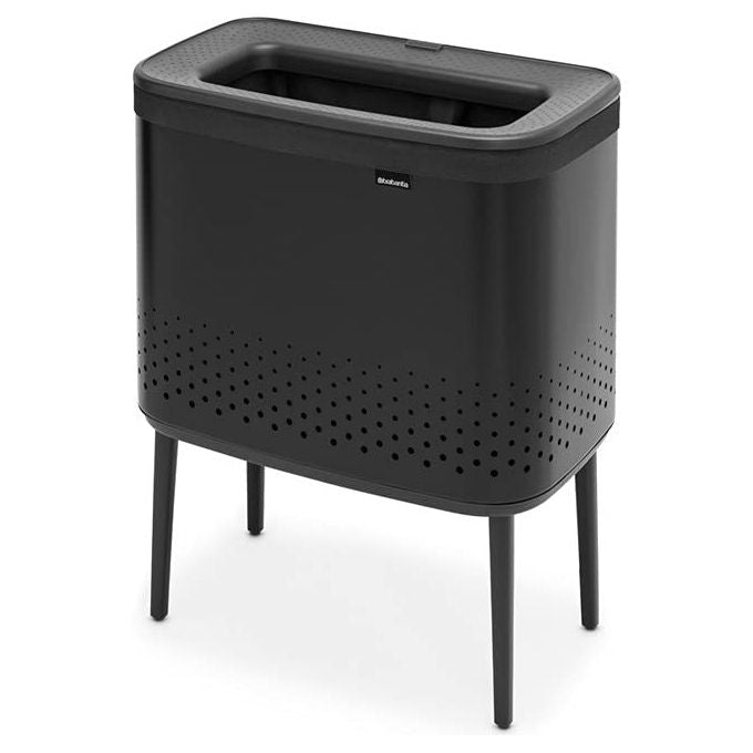 Brabantia Portabiancheria 60L con Sacco in Cotone Rimovibile Matt Black Apertura Rapida