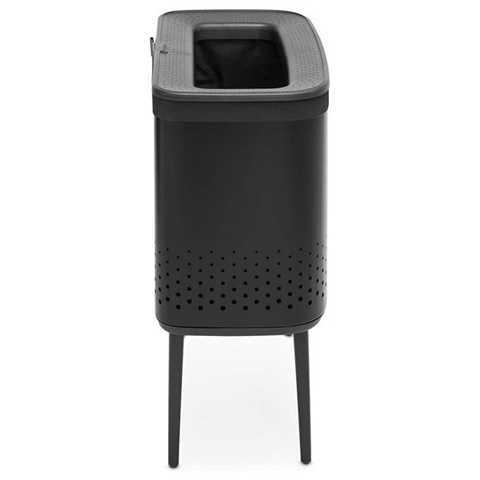 Brabantia Portabiancheria 60L con Sacco in Cotone Rimovibile Matt Black Apertura Rapida