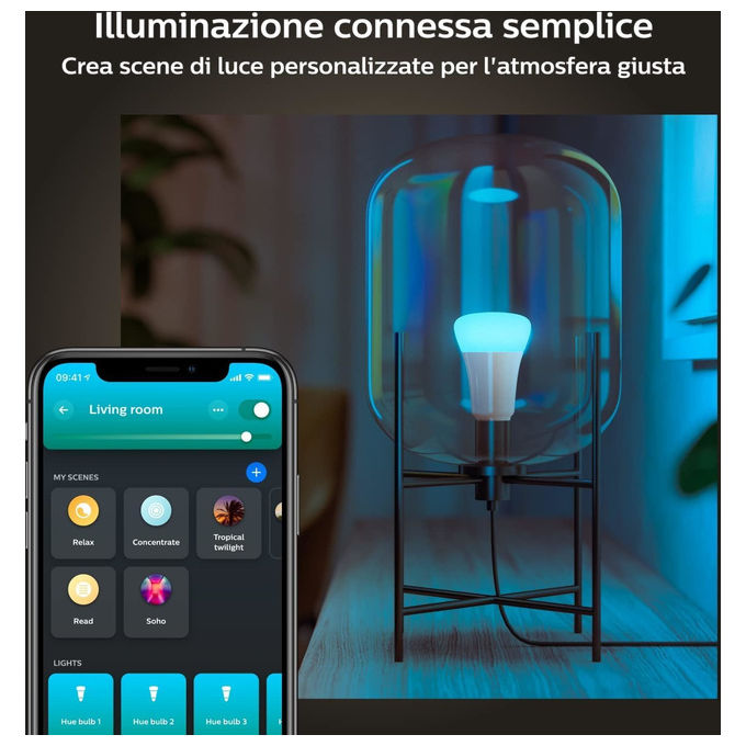 Philips Hue White and Color Ambiance Lampadina E27 75W - Illuminazione Smart per Casa