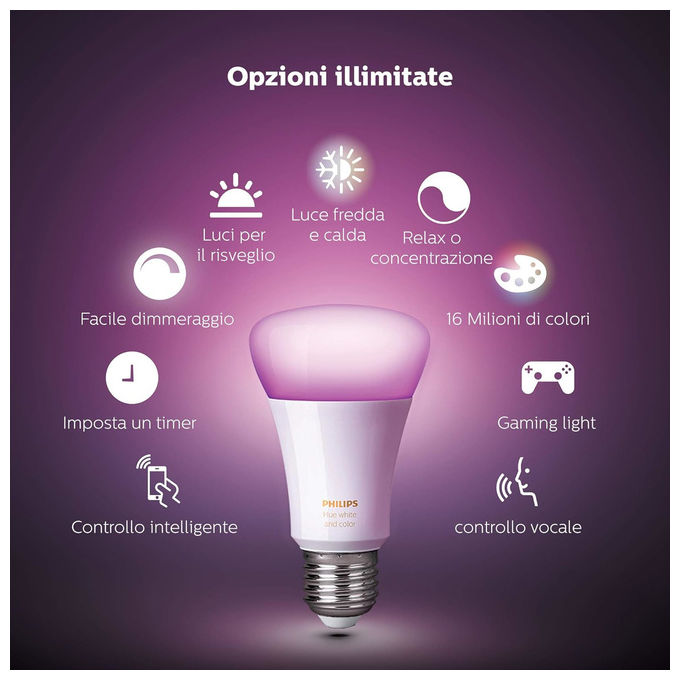 Philips Hue White and Color Ambiance Lampadina E27 75W - Illuminazione Smart per Casa