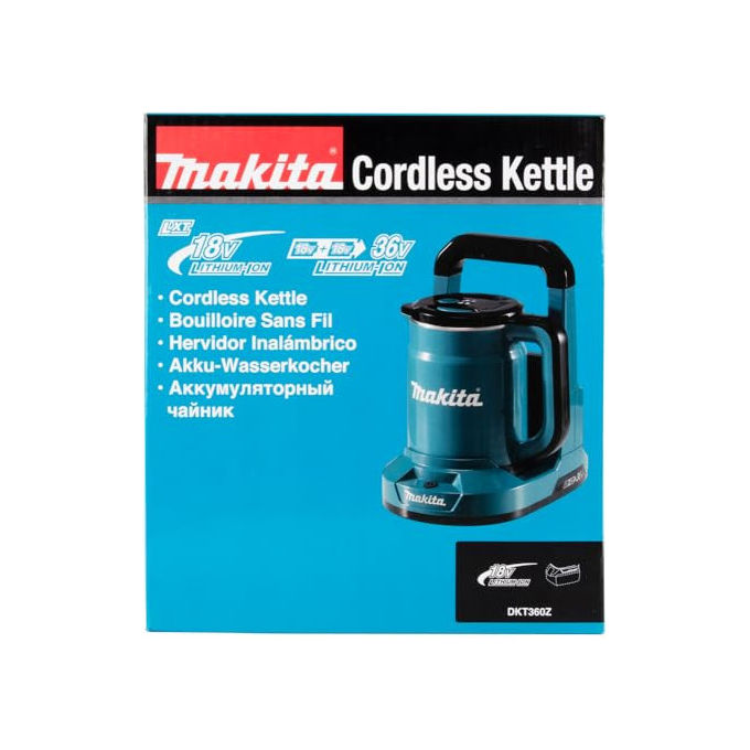 Makita DKT360Z LXT Bollitore a Batteria 36V 2x18V 0,8 L Spegnimento Automatico Protezione Boil-Dry colore Blu Nero