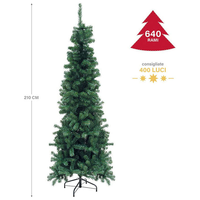 Galileo Casa Albero di Natale Slim Verde 210 cm 640 Rami Linea Sestriere