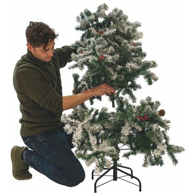 Galileo 5902926 Sestriere Albero di Natale Innevato 748 Rami con Pigne e Bacche 210 cm colore Verde