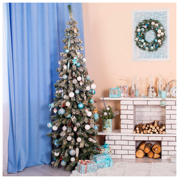 Galileo 5902926 Sestriere Albero di Natale Innevato 748 Rami con Pigne e Bacche 210 cm colore Verde