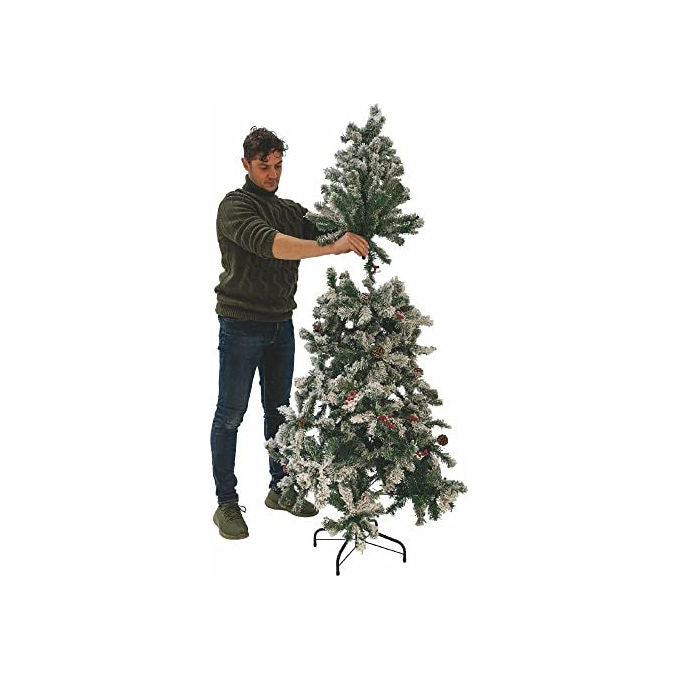 Albero di Natale Sestriere 180 cm con Neve Pigne e Bacche 500 Rami MAURY'S