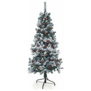 Galileo GL-5902924 Sestriere Albero di Natale Artificiale 150 cm 350 Rami con Neve Pigne e Bacche colore Verde