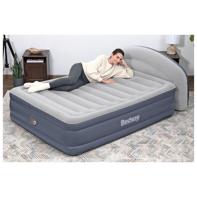 Bestway 671BD Materasso ad Aria Queen Doppio Blu e Grigio con Pompa Integrata