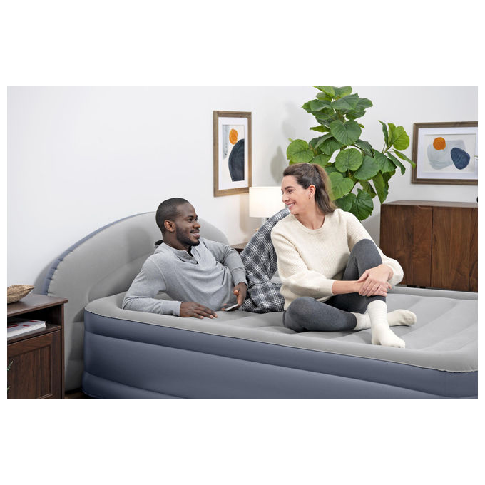 Bestway 671BD Materasso ad Aria Queen Doppio Blu e Grigio con Pompa Integrata