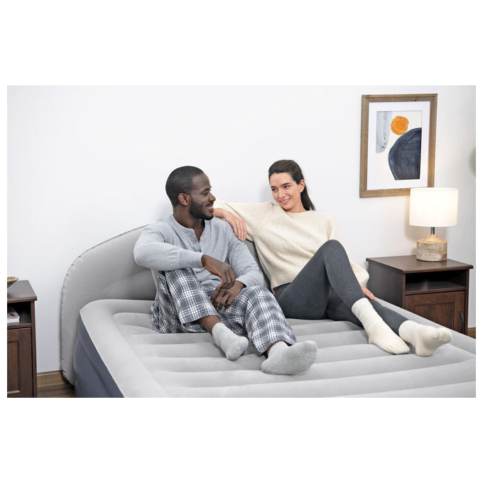Bestway 671BD Materasso ad Aria Queen Doppio Blu e Grigio con Pompa Integrata