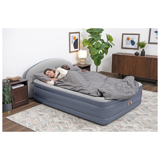 Bestway 671BD Materasso ad Aria Queen Doppio Blu e Grigio con Pompa Integrata