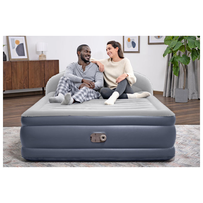 Bestway 671BD Materasso ad Aria Queen Doppio Blu e Grigio con Pompa Integrata