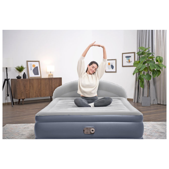 Bestway 671BD Materasso ad Aria Queen Doppio Blu e Grigio con Pompa Integrata