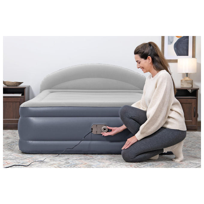 Bestway 671BD Materasso ad Aria Queen Doppio Blu e Grigio con Pompa Integrata