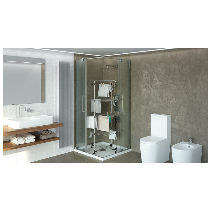 Colombo New Scal ST194-4 Icaro Stendibiancheria a Torre 40 m 4 Piani Acciaio Antiruggine con Ruote 4,6 Kg colore Grigio Turchese