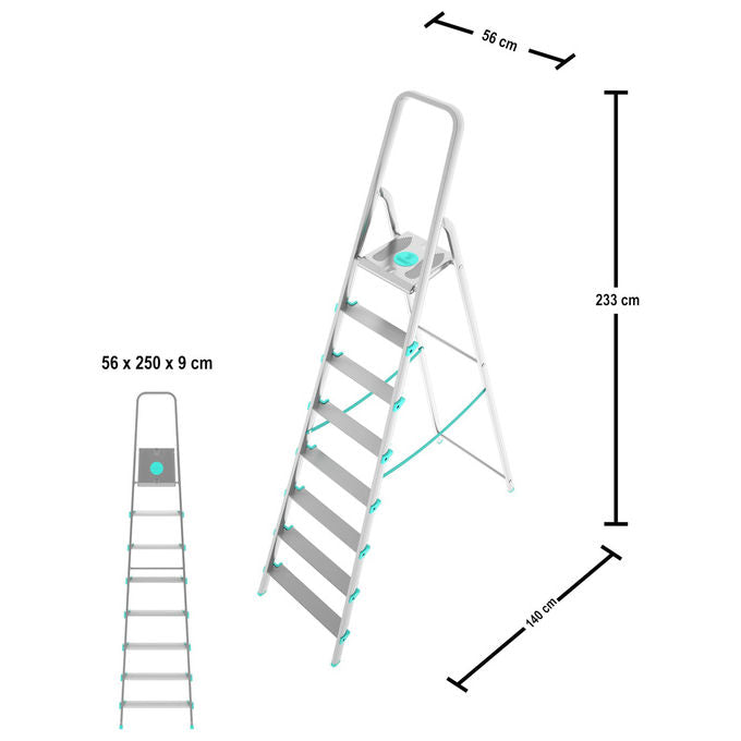 Colombo Scala Libellula 8 Gradini in Alluminio Antiscivolo Portata Massima 150kg Certificazione EN131 Made in Italy