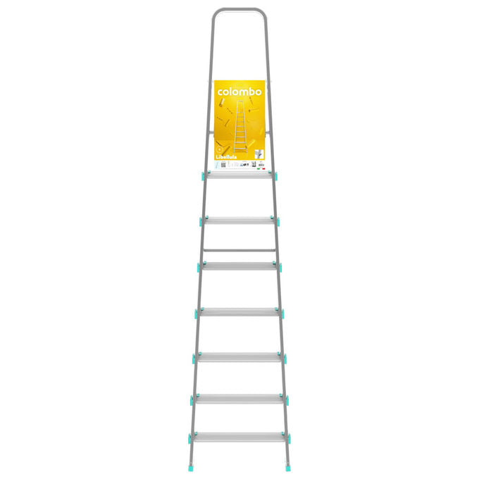 Colombo Scala Libellula 8 Gradini in Alluminio Antiscivolo Portata Massima 150kg Certificazione EN131 Made in Italy