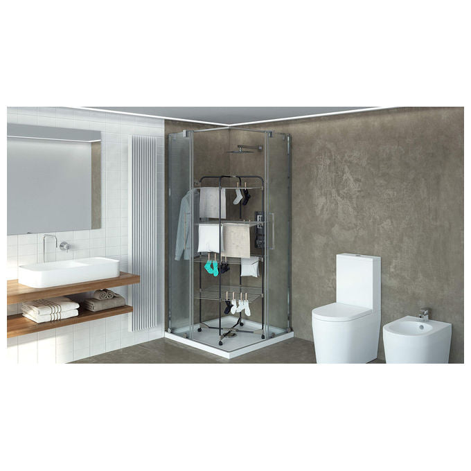 Colombo ST194-4 CPF Alpina Stendibiancheria a Torre 40 m con Ruote e Portagrucce Ribaltabili colore Nero