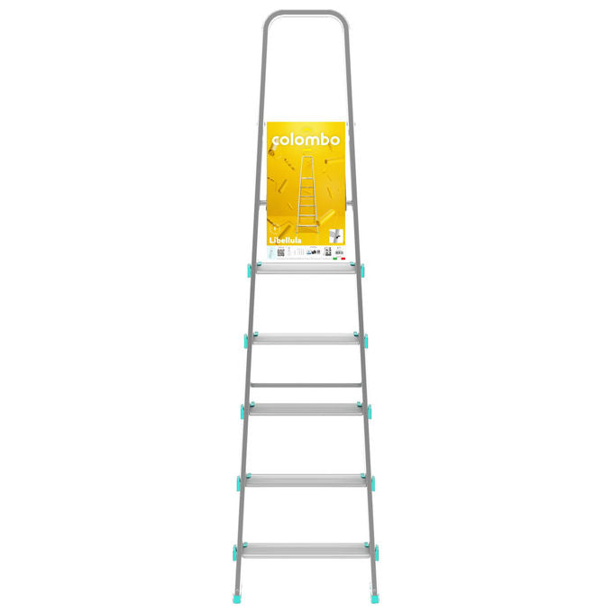 Colombo Scala LIBELLULA 6 gradini in alluminio con gradini antiscivolo piedini antiscivolo portata max 150kg EN131 Made in Italy