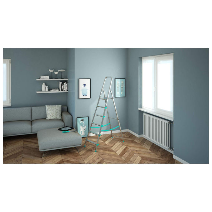 Colombo Scala LIBELLULA 6 gradini in alluminio con gradini antiscivolo piedini antiscivolo portata max 150kg EN131 Made in Italy