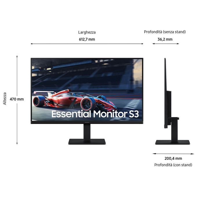 Samsung LS27D300GAUXEN S30GD Monitor PC 27'' Full HD IPS 100Hz 5ms AMD FreeSync Flicker Free colore Nero