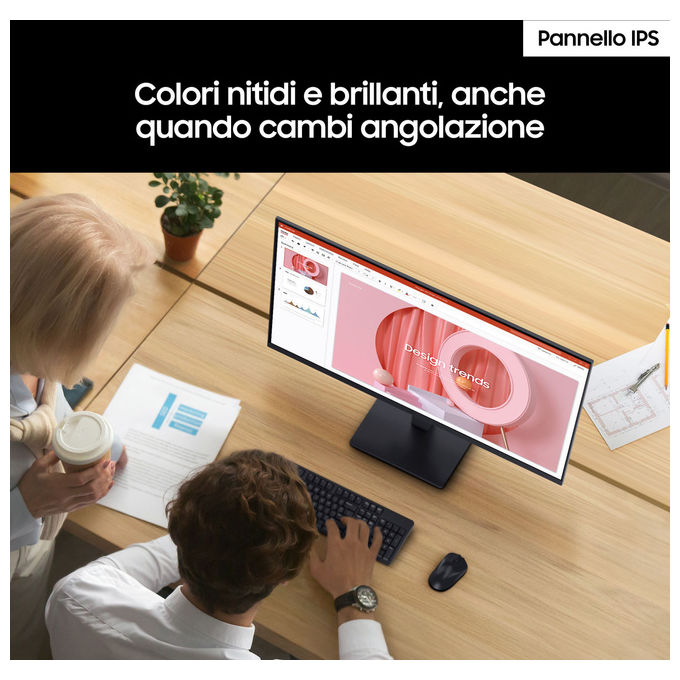 Samsung LS24D300GAUXEN S30GD Monitor 24'' Full HD IPS 100Hz 1920x1080 5ms Flicker Free VESA colore Nero