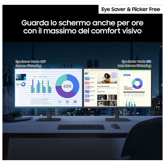 Samsung LS24D300GAUXEN S30GD Monitor 24'' Full HD IPS 100Hz 1920x1080 5ms Flicker Free VESA colore Nero