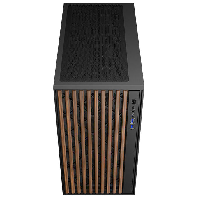 Itek ITGCAWO28B WOODY Case PC Gaming Tower ATX Pannello Legno Vetro Temperato 3 Ventole PWM 140mm USB Type-C colore Nero