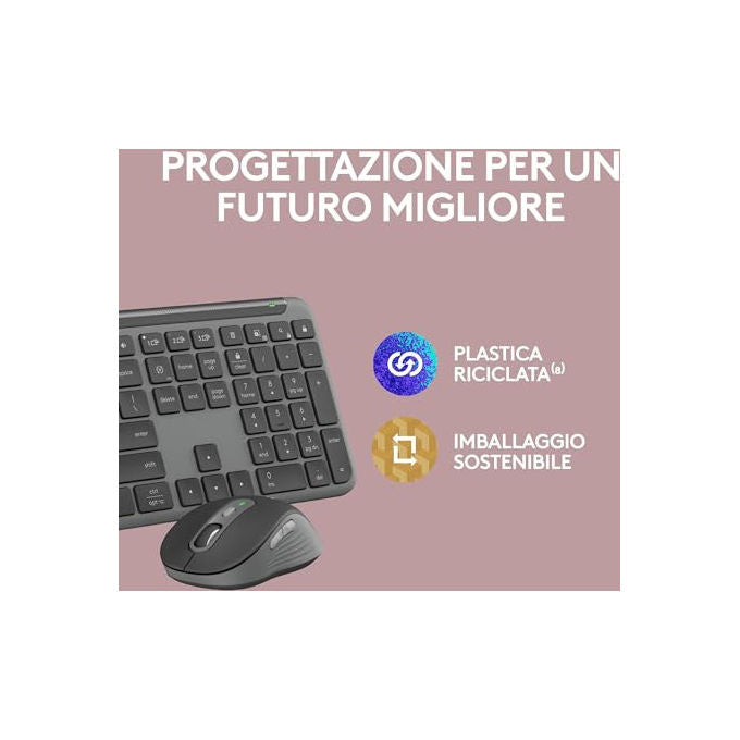 Logitech MK950 Signature Slim Kit Tastiera e Mouse Wireless Bluetooth QWERTY Italiano Multi Dispositivo colore Grafite