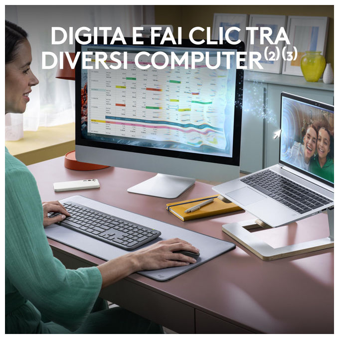 Logitech MK950 Signature Slim Kit Tastiera e Mouse Wireless Bluetooth QWERTY Italiano Multi Dispositivo colore Grafite