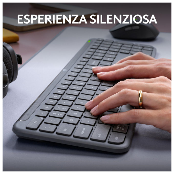 Logitech MK950 Signature Slim Kit Tastiera e Mouse Wireless Bluetooth QWERTY Italiano Multi Dispositivo colore Grafite