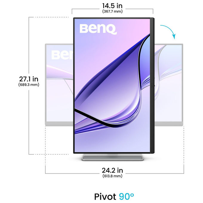 BenQ MA270U Monitor PC 27'' 4K UHD IPS per MacBook USB-C 90W Hub USB Altoparlanti Integrati Pivot colore Argento