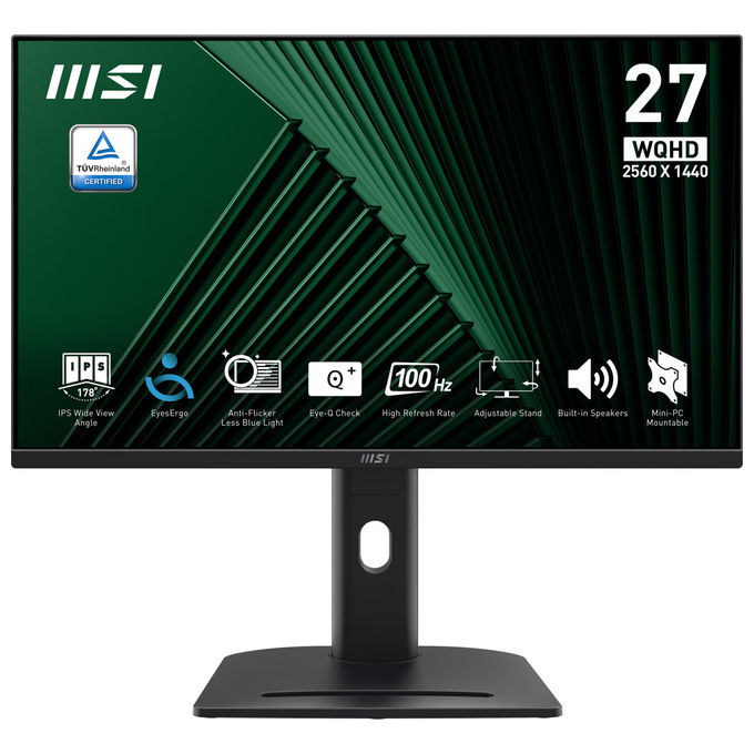 Monitor MSI Pro MP275QPG 27'' IPS WQHD 2560x1440 100Hz 1ms Nero per Ufficio