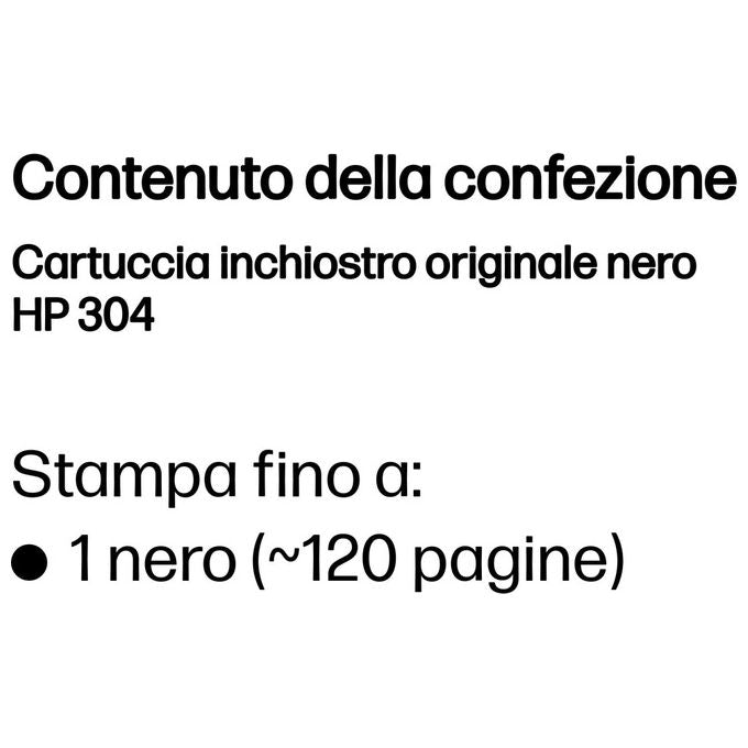 HP 304, Cartuccia Inchiostro Nero, Originale, Resa Standard, Per DeskJet ENVY